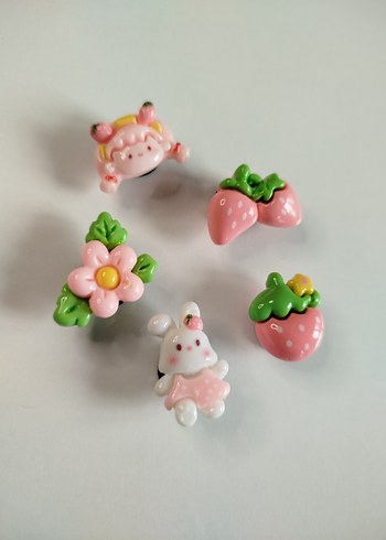 Çilek tavşan crocs terlik süsü jibbitz set - Görsel 2