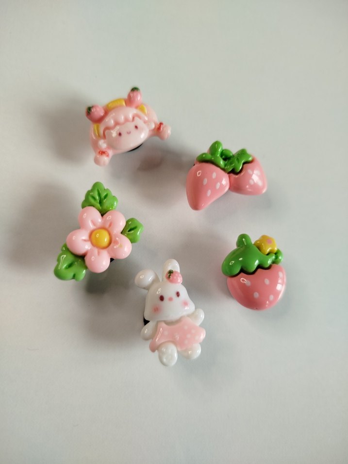 Çilek tavşan crocs terlik süsü jibbitz set - Görsel 2