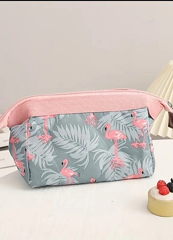 Flamingo desenli organizer makyaj çantası 