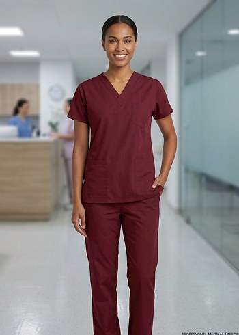 Diğer Bordo Tibbi Uniforma Takim Scrub