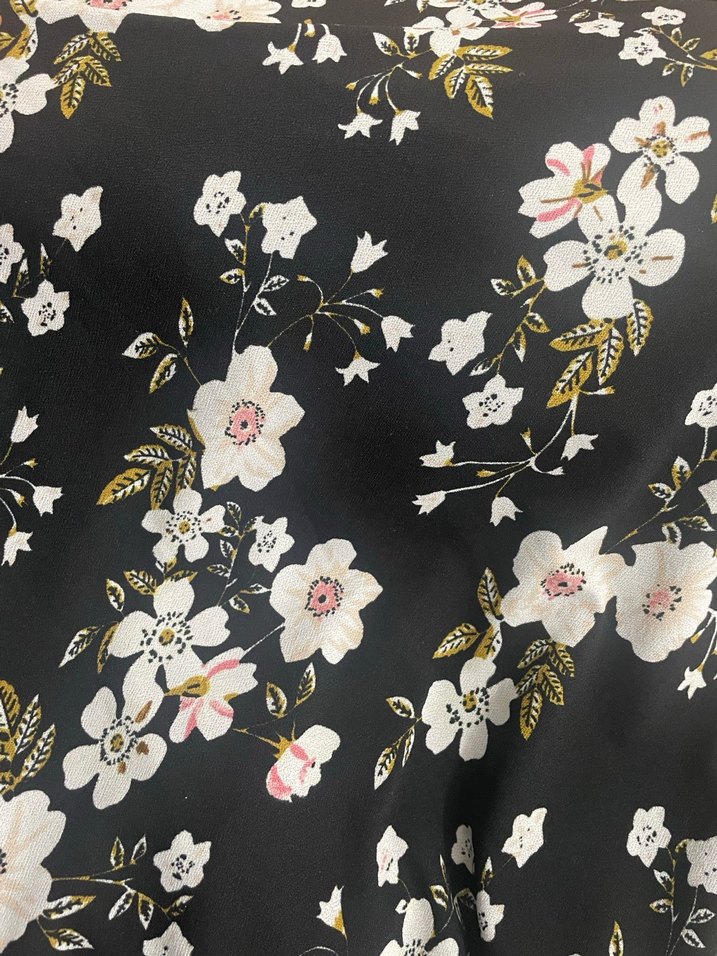 Çiçek Desenli Siyah Midi Elbise - Görsel 5