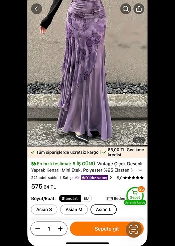 Bordo Bağlama Desenli Uzun Drapeli Etek - Görsel 3