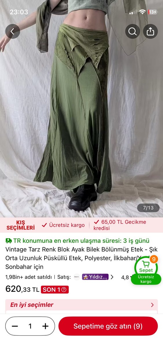 Bordo Bağlama Desenli Uzun Drapeli Etek - Görsel 4