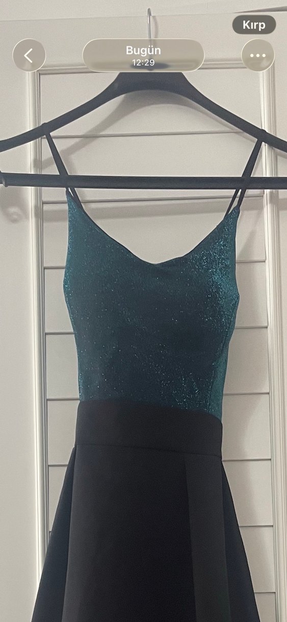 Uzun Siyah Drapeli Kadın Abiye Elbise - Görsel 5