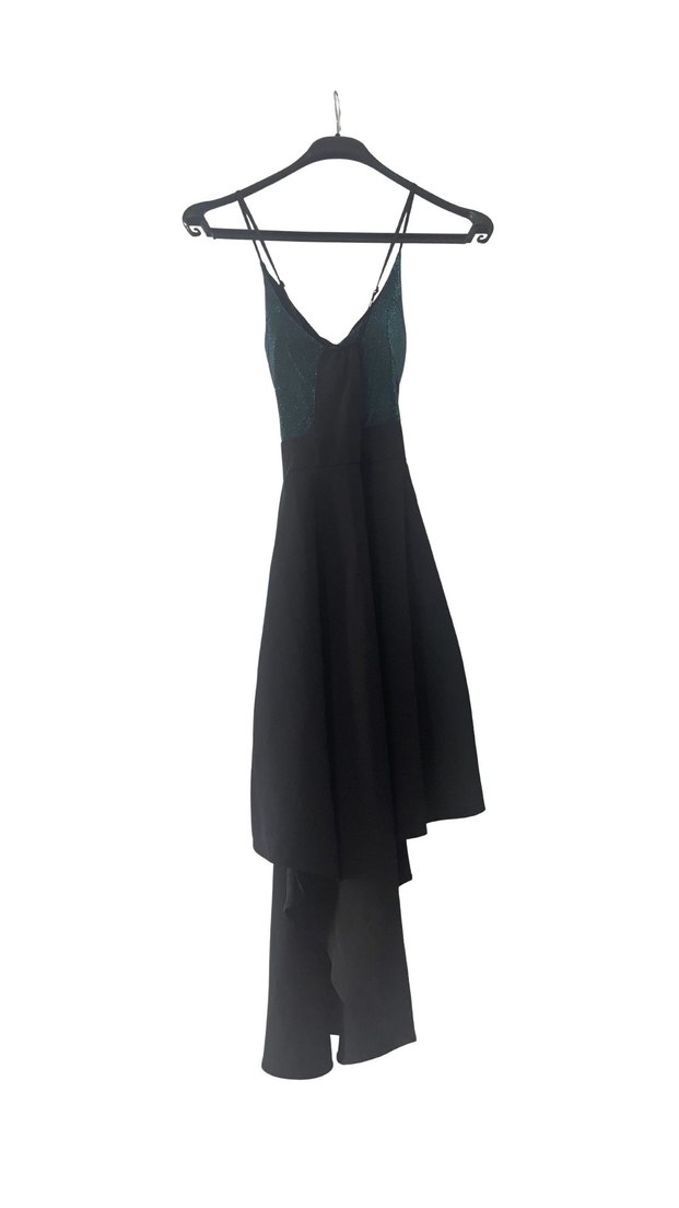 Uzun Siyah Drapeli Kadın Abiye Elbise - Görsel 3