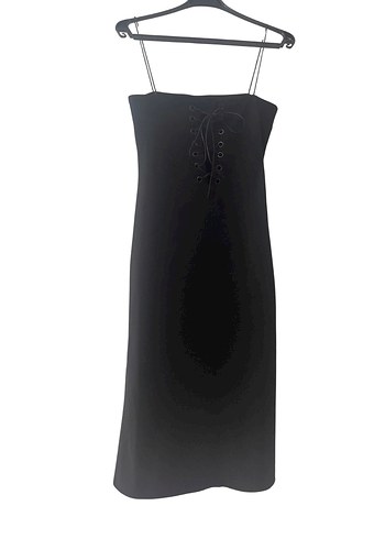 Siyah Askılı Uzun Kadın Elbise - Görsel 2