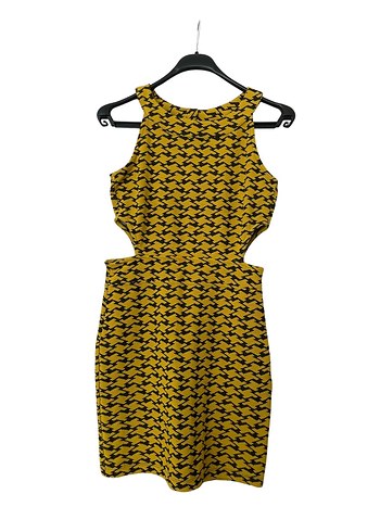 Sarı Yılan Desenli Uzun Kollu Elbise - Görsel 3