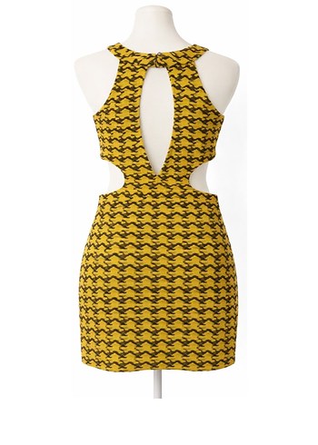 Sarı Yılan Desenli Uzun Kollu Elbise - Görsel 2