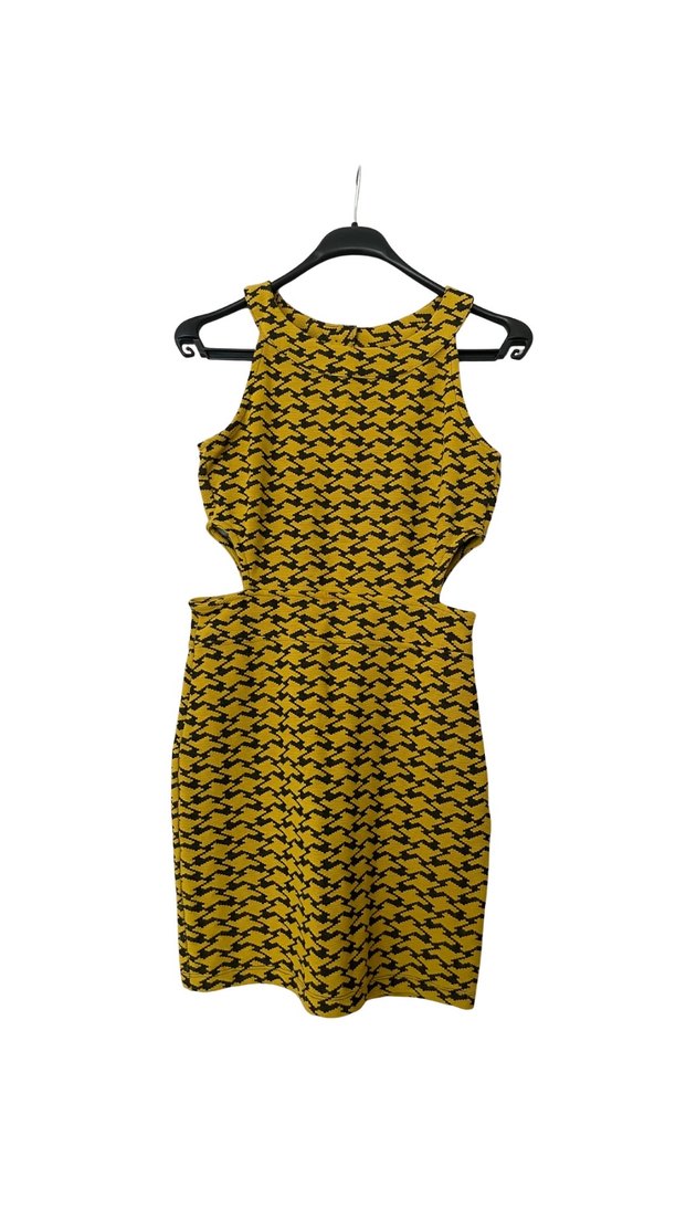 Sarı Yılan Desenli Uzun Kollu Elbise - Görsel 3