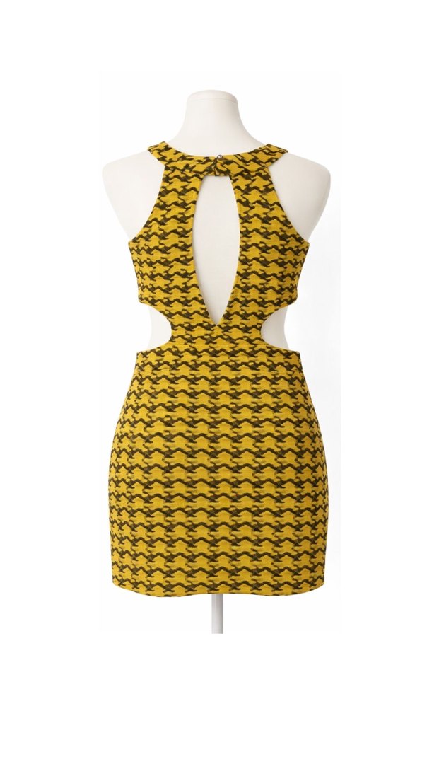 Sarı Yılan Desenli Uzun Kollu Elbise - Görsel 2