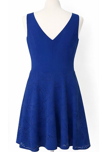 Mavi İşlemeli Dantel Detaylı Midi Elbise - Görsel 2