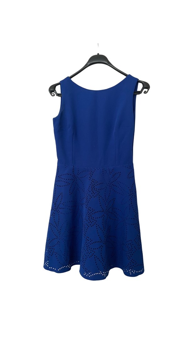 Mavi İşlemeli Dantel Detaylı Midi Elbise - Görsel 3