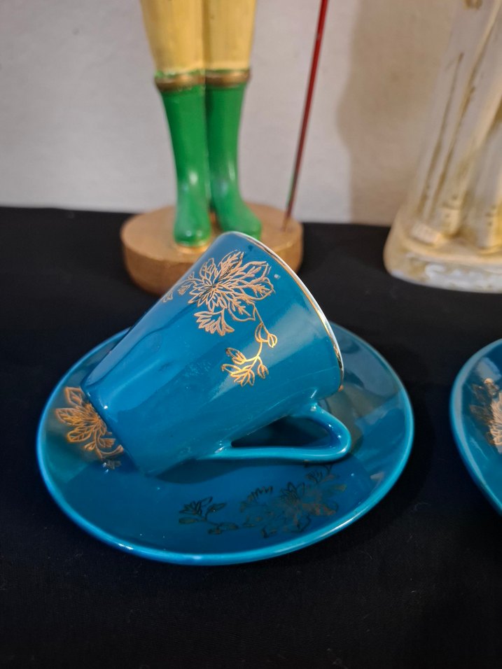 Mavi Altın Detaylı Fincan ve Tabağı - Görsel 2