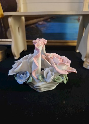 Pembe Pastel Seramik Çiçek Biblo - Görsel 3