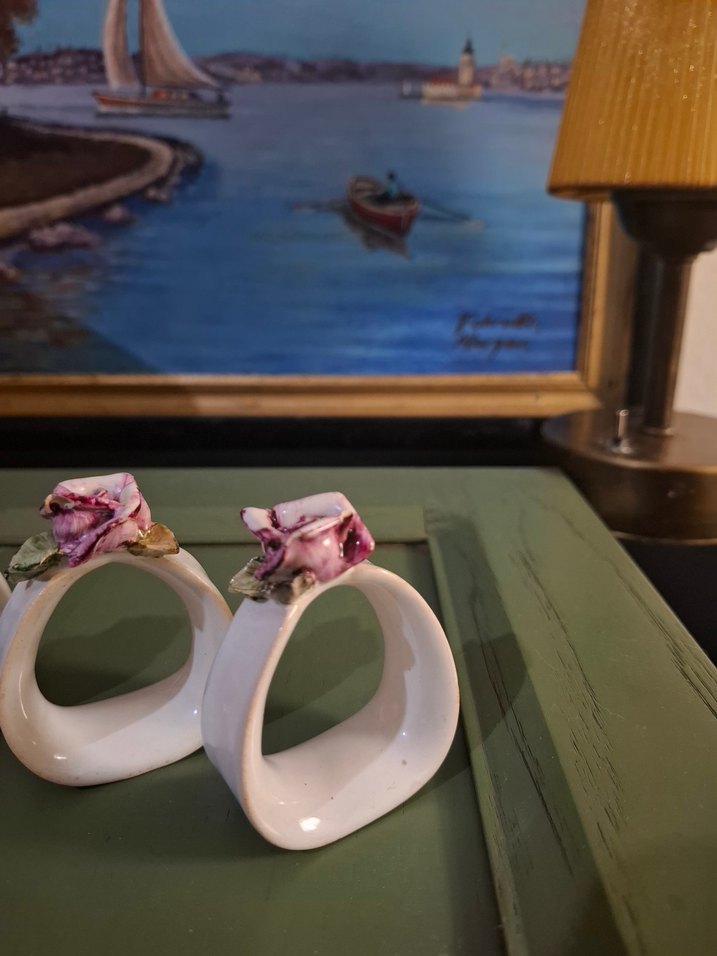 Pastel Beyaz Çiçekli peçetelik - Görsel 2