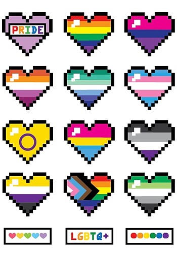 Pride LGBTQ kalpli sticker seti