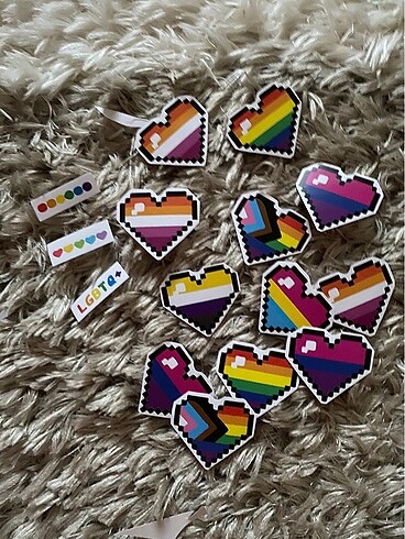 rainbow hearts sticker seti