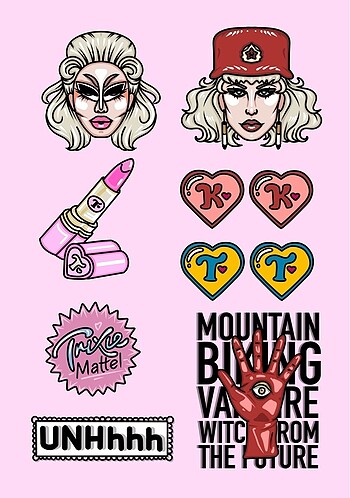 Trixie ve Katya 10lu Sticker Seti