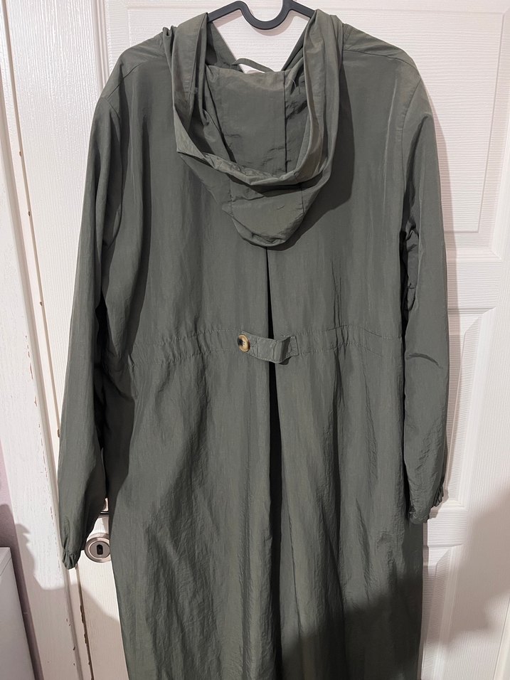 Kadın Haki Uzun Salaş Street Style Yağmurluk - Görsel 3