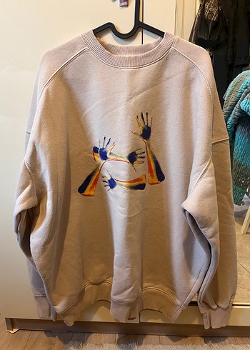 Krem Baskılı Kadın Sweatshirt - Görsel 2