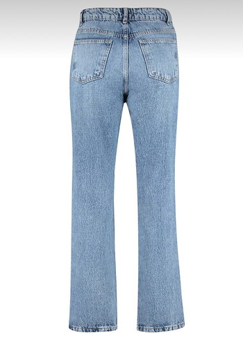 Düğmeli Mavi Kadın Jean Pantolon - Görsel 6