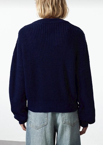 Kadın Lacivert Triko Fermuarlı Hırka - Görsel 3