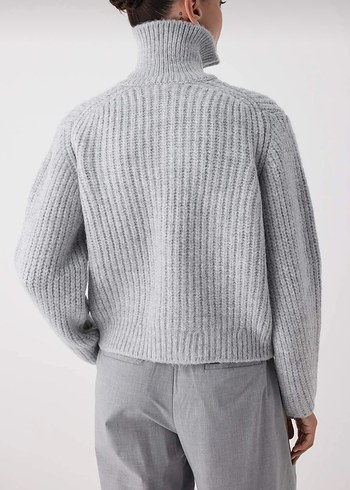 Gri Örgü Kadın Hırka, Rahat Kesim - Görsel 3