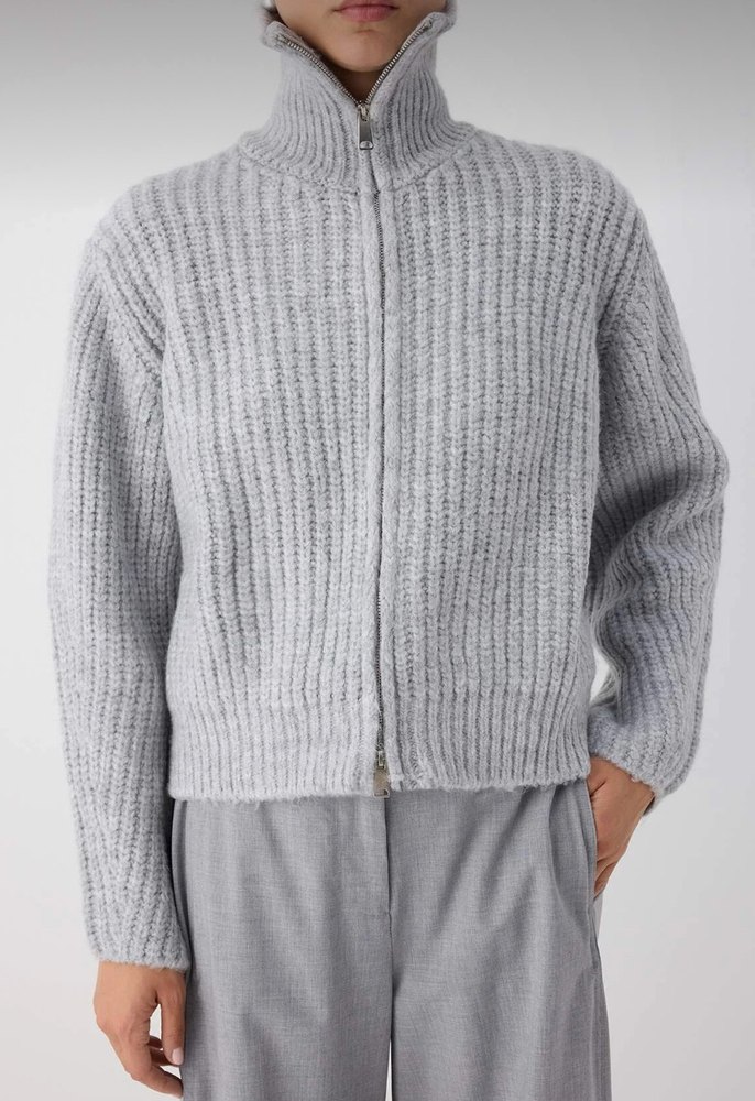 Gri Örgü Kadın Hırka, Rahat Kesim - Görsel 2