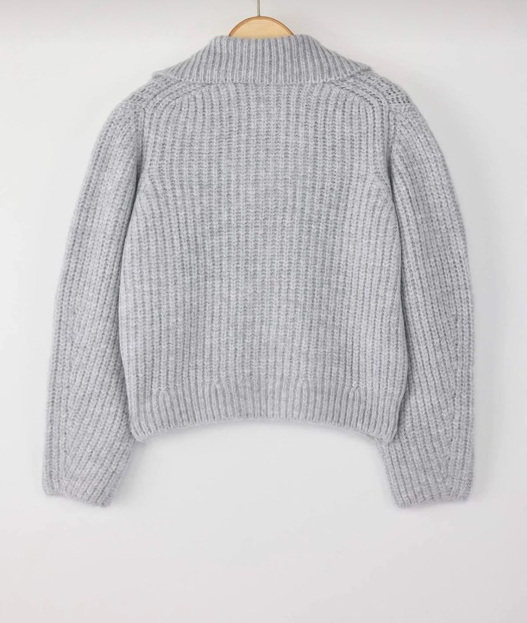 Gri Örgü Kadın Hırka, Rahat Kesim - Görsel 5