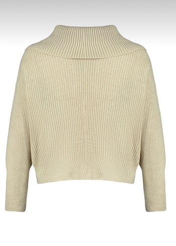 Bej Yüksek Yakalı Salaş Kadın Kazak Hırka - Görsel 7