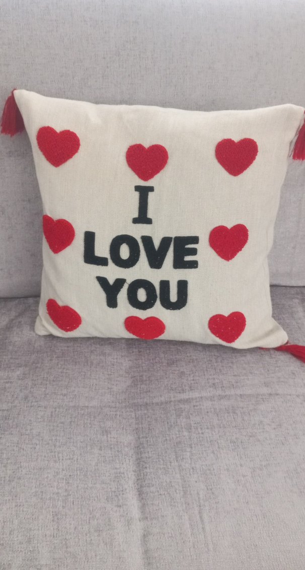 Nakışlı Bohem Kırmızı Kalpli Yastık Kılıfı - Görsel 2