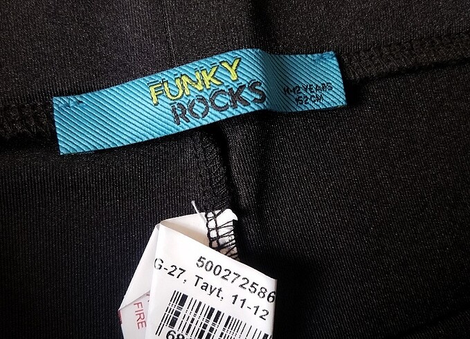 11-12 Yaş Beden siyah Renk Funky Rocks 11-12 yaş Tayt
