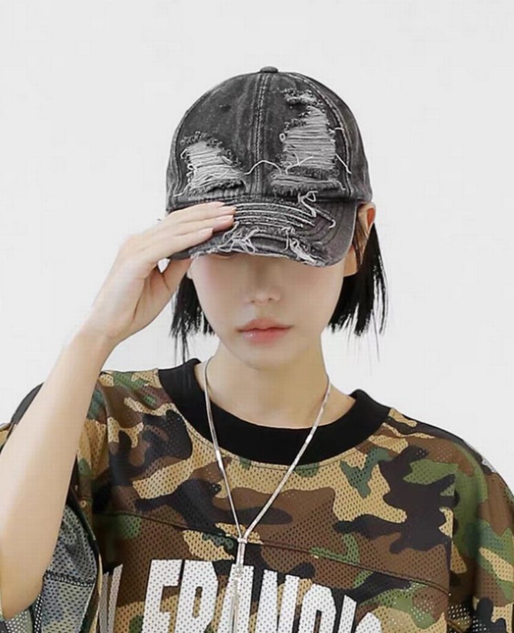 Kadı Yırtık Denim Punk Şapka / İthal - Görsel 2