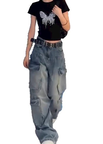 Bol Kesim İthal Kot Pantolon - Görsel 2