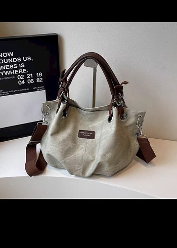 İthal / Bej Deri Kadın Günlük Çanta - Görsel 2