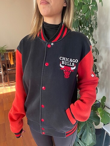 Chicago Bulls Kolej Yaka Bomber Hırka Vintage