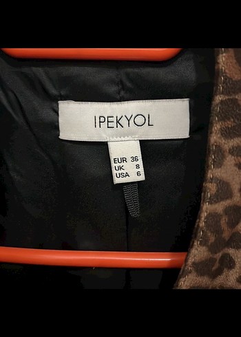 Leopar Desenli Kemerli Deri Kadın Ceket - Görsel 2