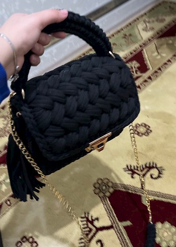 Örgü Siyah Kadın Çanta - Görsel 3