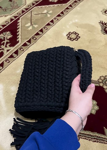 Örgü Siyah Kadın Çanta - Görsel 2