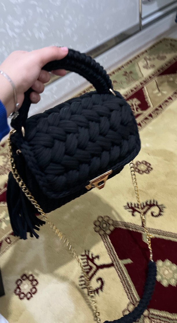 Örgü Siyah Kadın Çanta - Görsel 3