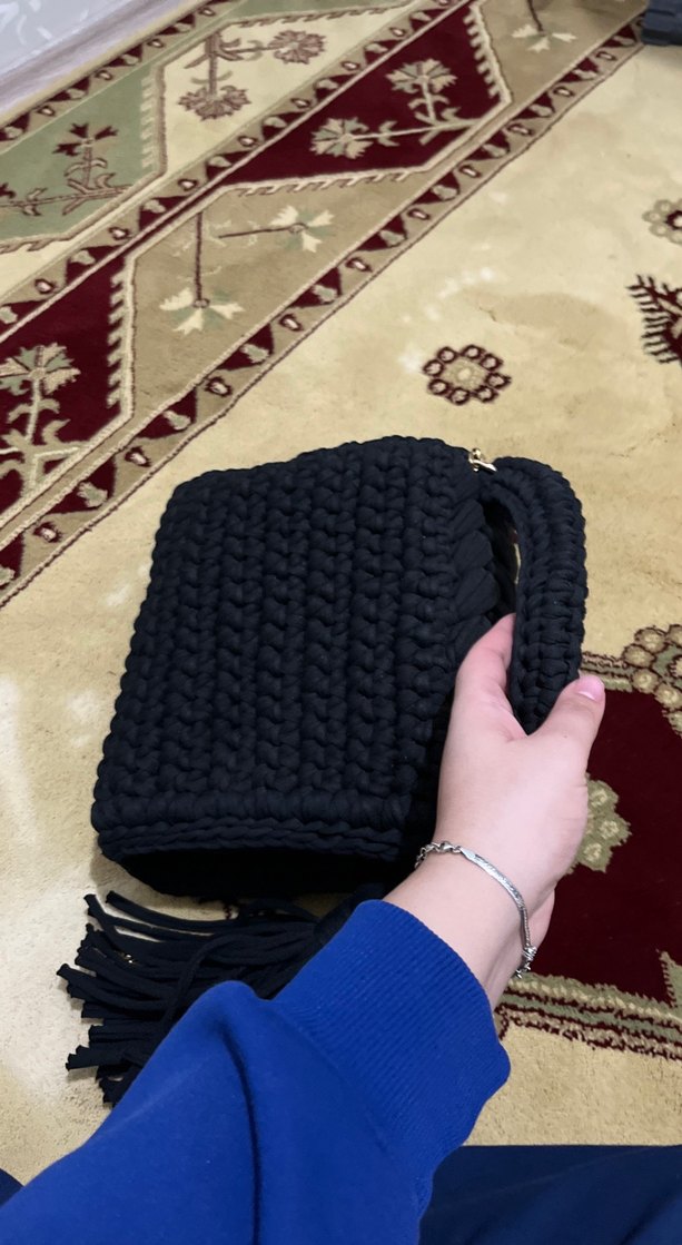 Örgü Siyah Kadın Çanta - Görsel 2