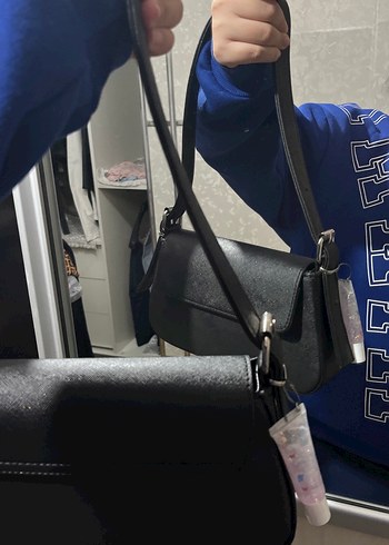 Kemer Detaylı Siyah Deri Kadın Çanta - Görsel 3