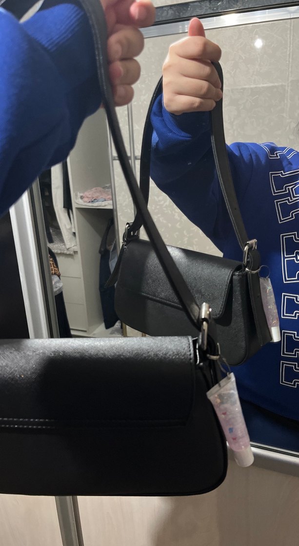 Kemer Detaylı Siyah Deri Kadın Çanta - Görsel 3