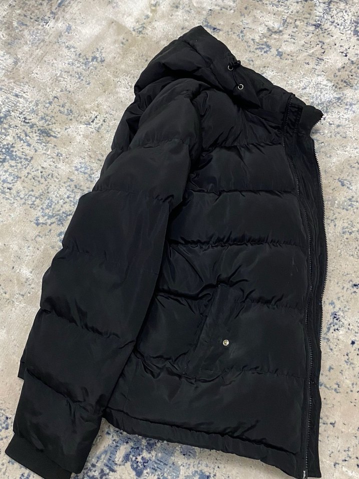 Siyah Erkek Kapüşonlu Şişme Mont - Görsel 2