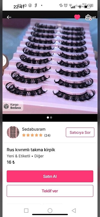 1 çift kirpik