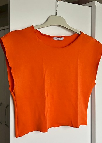 Turuncu Kolsuz pamuklu Kadın Bluz - Görsel 2