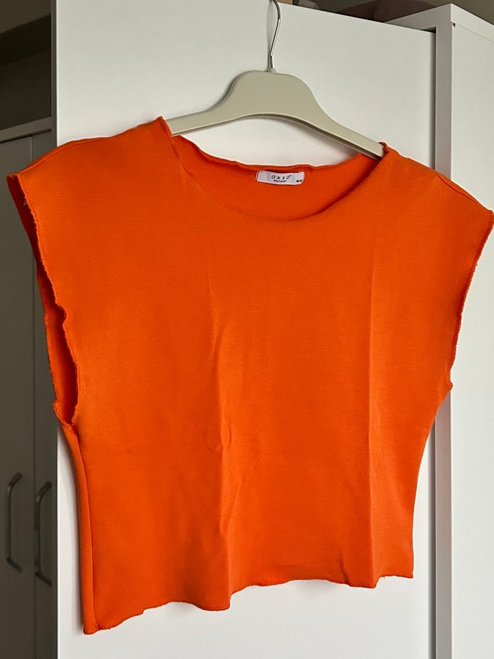 Turuncu Kolsuz pamuklu Kadın Bluz - Görsel 2