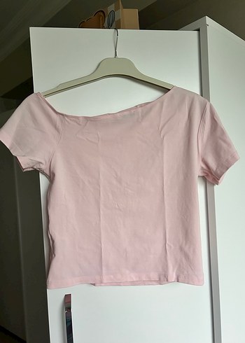 Pembe Kısa Kollu Mini Kadın Tişört - Görsel 2