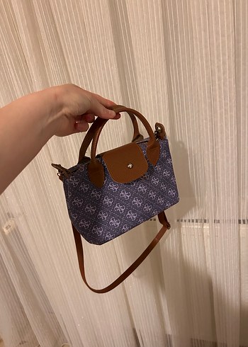 Kahverengi Tokalı Gri Baskılı Kadın Çanta - Görsel 2