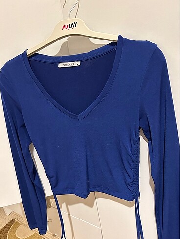 Lacivert crop bluz
